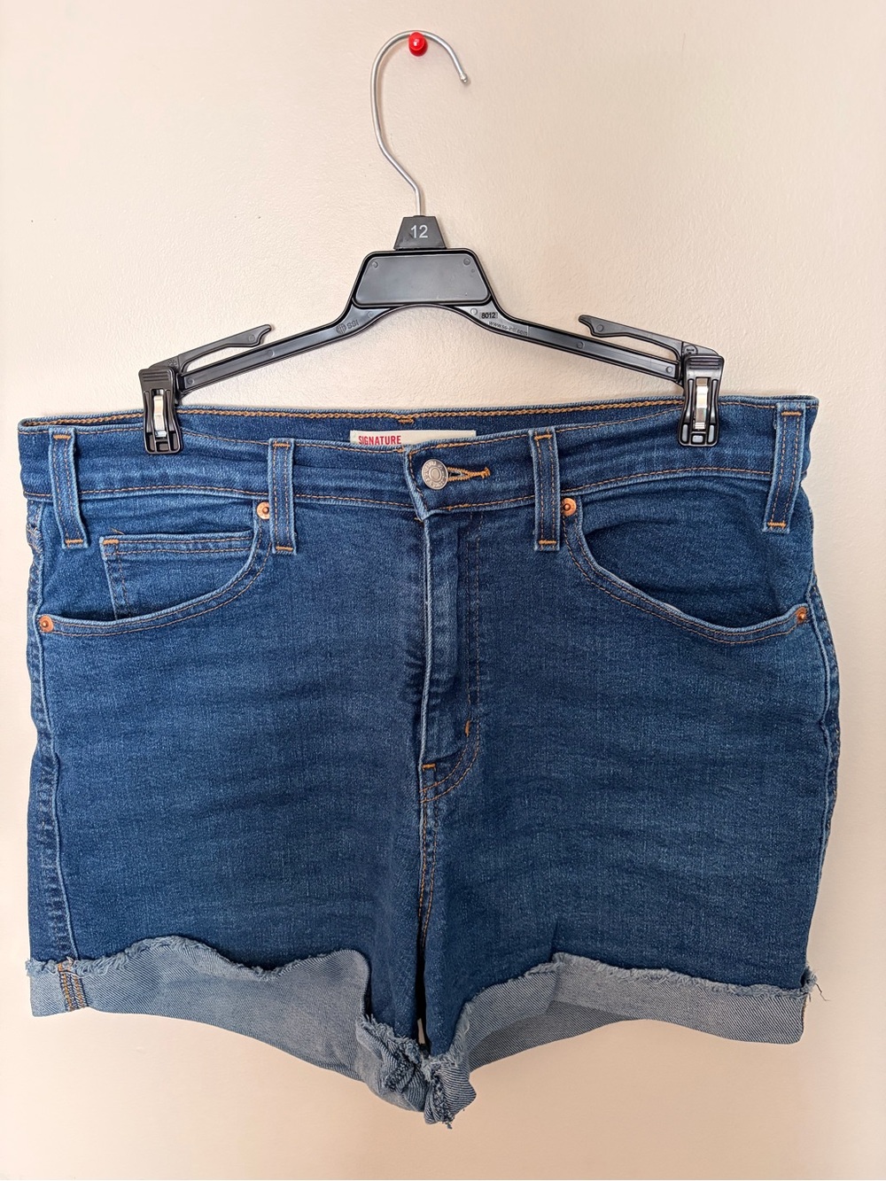 Dark Blue Denim Cuffed Shorts
